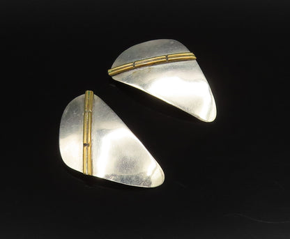 925 Silver  Vintage Two Tone Triangle Abstract Clip Back Earrings  EG12163