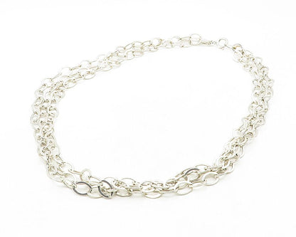 925 Sterling Silver  Vintage Shiny Minimalist Oval Link Chain Necklace  NE1786