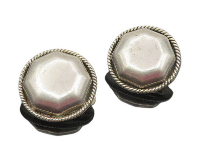 MEXICO 925 Sterling Silver  Vintage Button Twist Non Pierce Earrings  EG6118