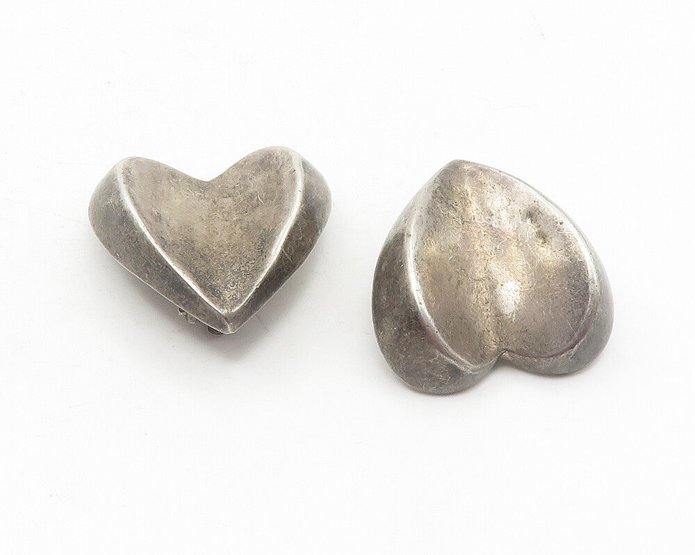 BAYANIHAN 925 Silver  Vintage Concave Love Heart Non Pierce Earrings  EG5958