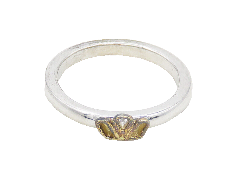 IRELAND 925 Sterling Silver Vintage Shiny 2 Tone Crown Band Ring Sz 7  RG19307