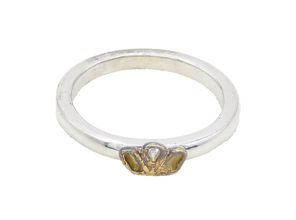 IRELAND 925 Sterling Silver Vintage Shiny 2 Tone Crown Band Ring Sz 7  RG19307