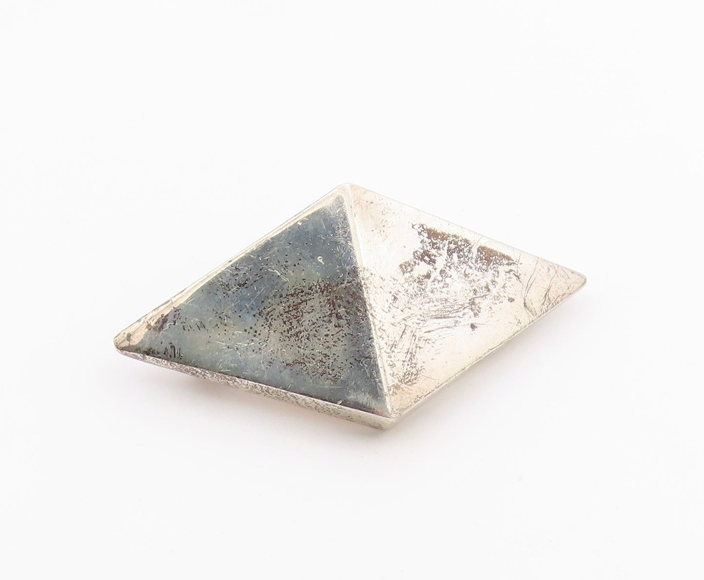 MEXICO 925 Silver  Vintage Double Triangle Pyramid Motif Brooch Pin  BP9678