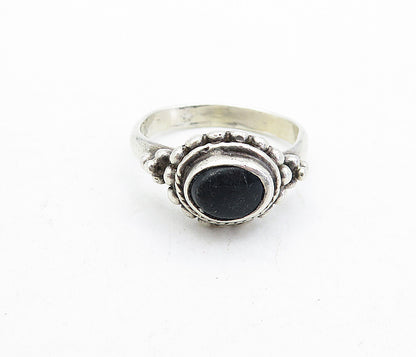 925 Sterling Silver  Vintage Black Onyx Dome Cluster Band Ring Sz 7.5  RG5034