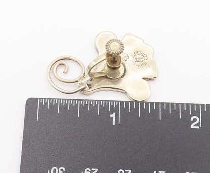 MEXICO 925 Silver  Vintage Mother Of Pearl & Abalone Shell Earrings  EG12346