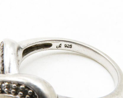 925 Silver  Vintage Genuine Black & White Diamonds Band Ring Sz 7  RG13644