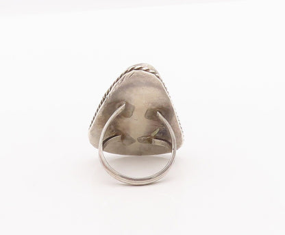 925 Sterling Silver Vintage Ring NAVAJO Rope Carved Turquoise  Sz 11  RG28435