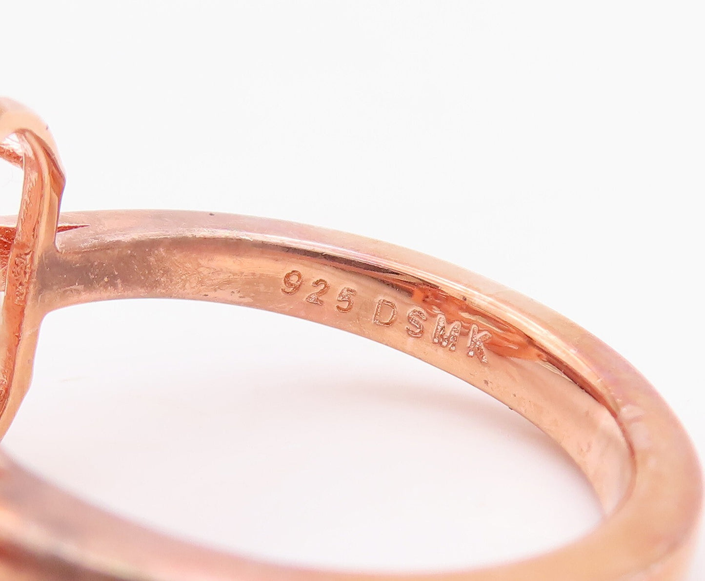 925 Sterling Silver Vintage Ring Rose Gold Plated Square 2 Tone CZ Sz 7  RG29320