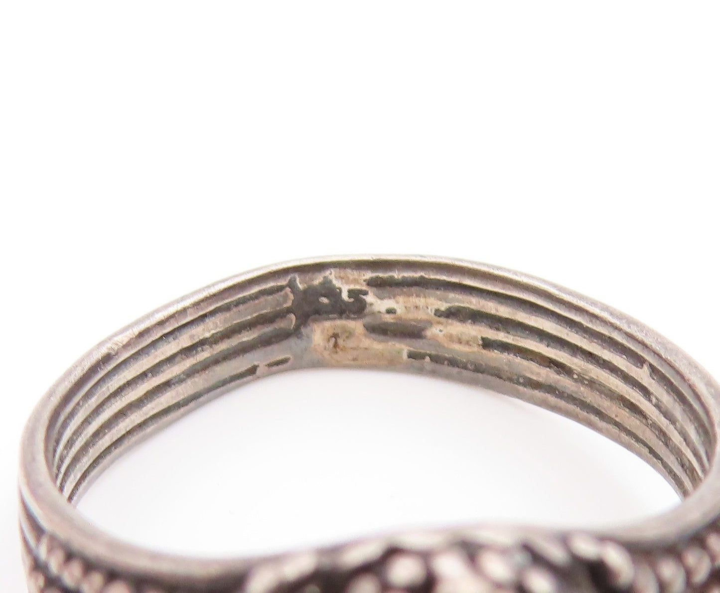 925 Sterling Silver Vintage Black Onyx Dark Tone Band Ring Sz 6  RG20333
