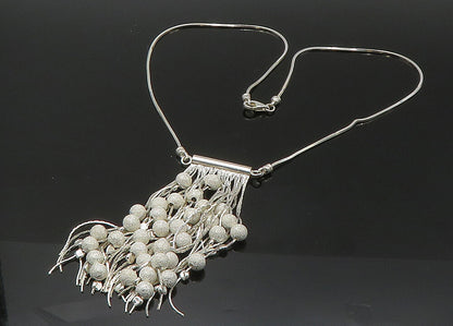 925 Sterling Silver  Vintage Shiny Beaded Chandelier Chain Necklace  NE3646