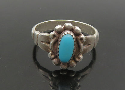 POST BELL 925 Sterling Silver  Vintage Turquoise Swirl Band Ring Sz 5  RG23592