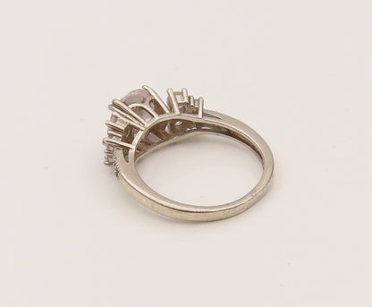 925 Silver  Vintage Beautiful Prong Set Cubic Zirconia Ring Sz 7  RG26381