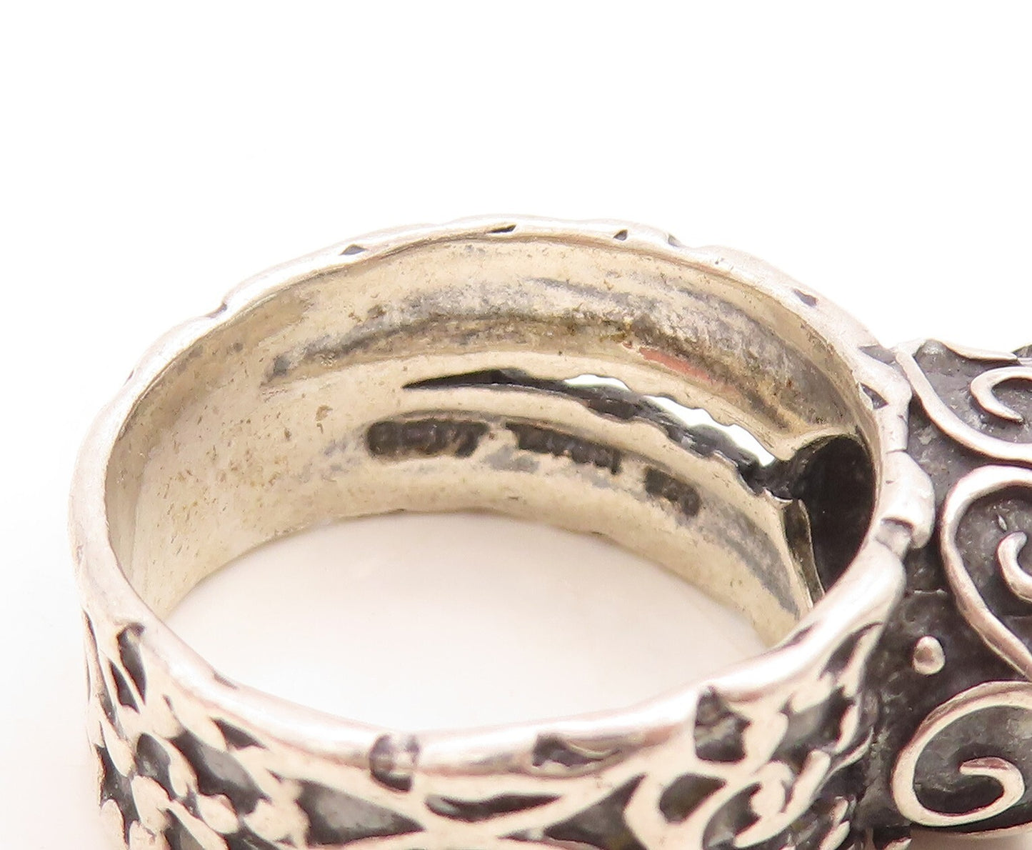 925 Sterling Silver Vintage Ring SHABLOOL ISRAEL Dark Tone Topaz Sz 10.5 RG31610