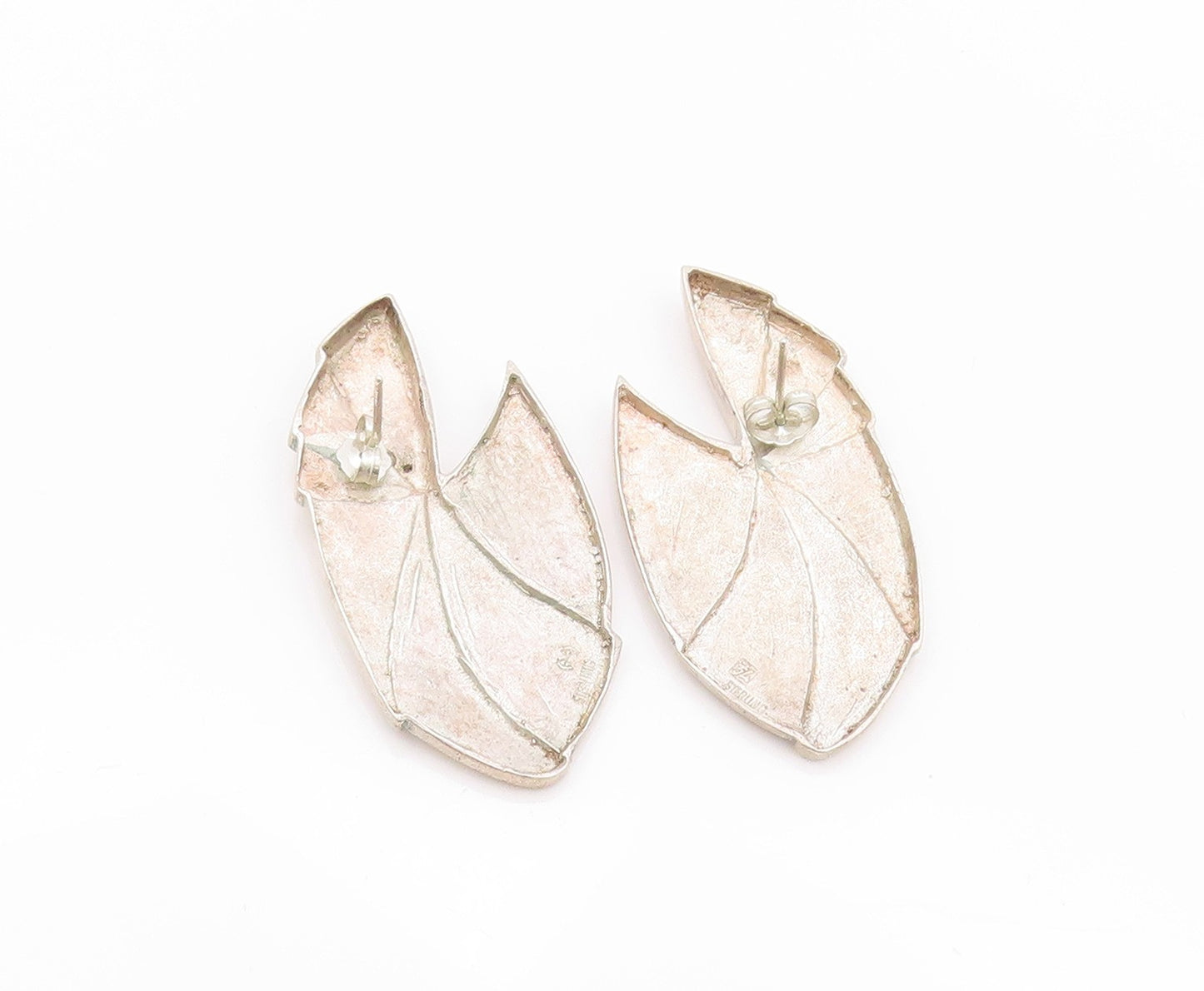 925 Sterling Silver Vintage Earrings CHINESE EXPORT Fan Shaped Design EG13520