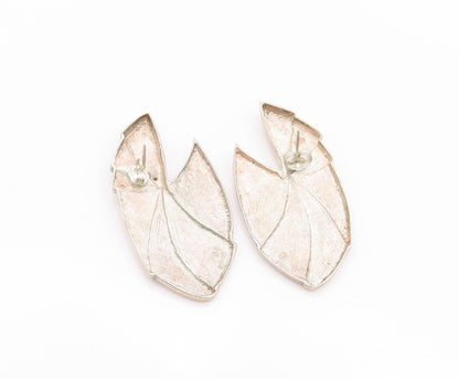 925 Sterling Silver Vintage Earrings CHINESE EXPORT Fan Shaped Design EG13520