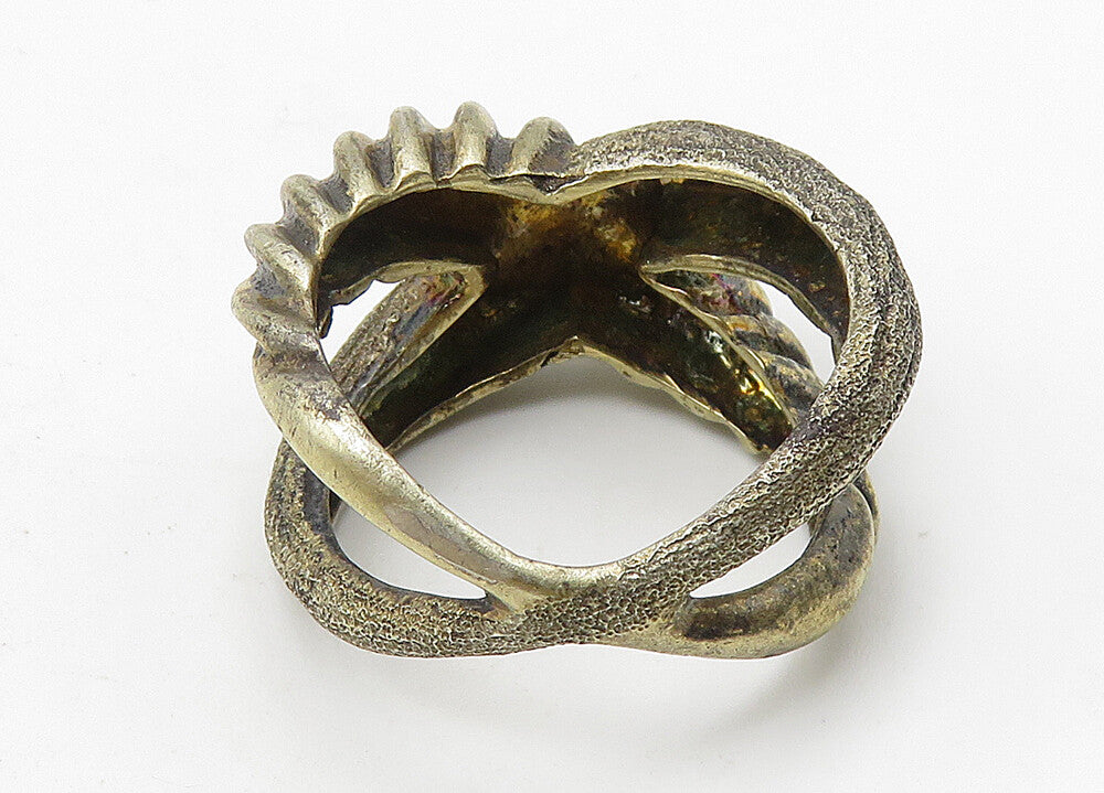 925 Sterling Silver  Vintage Dark Tone Crossover Design Band Ring Sz 5 RG10426