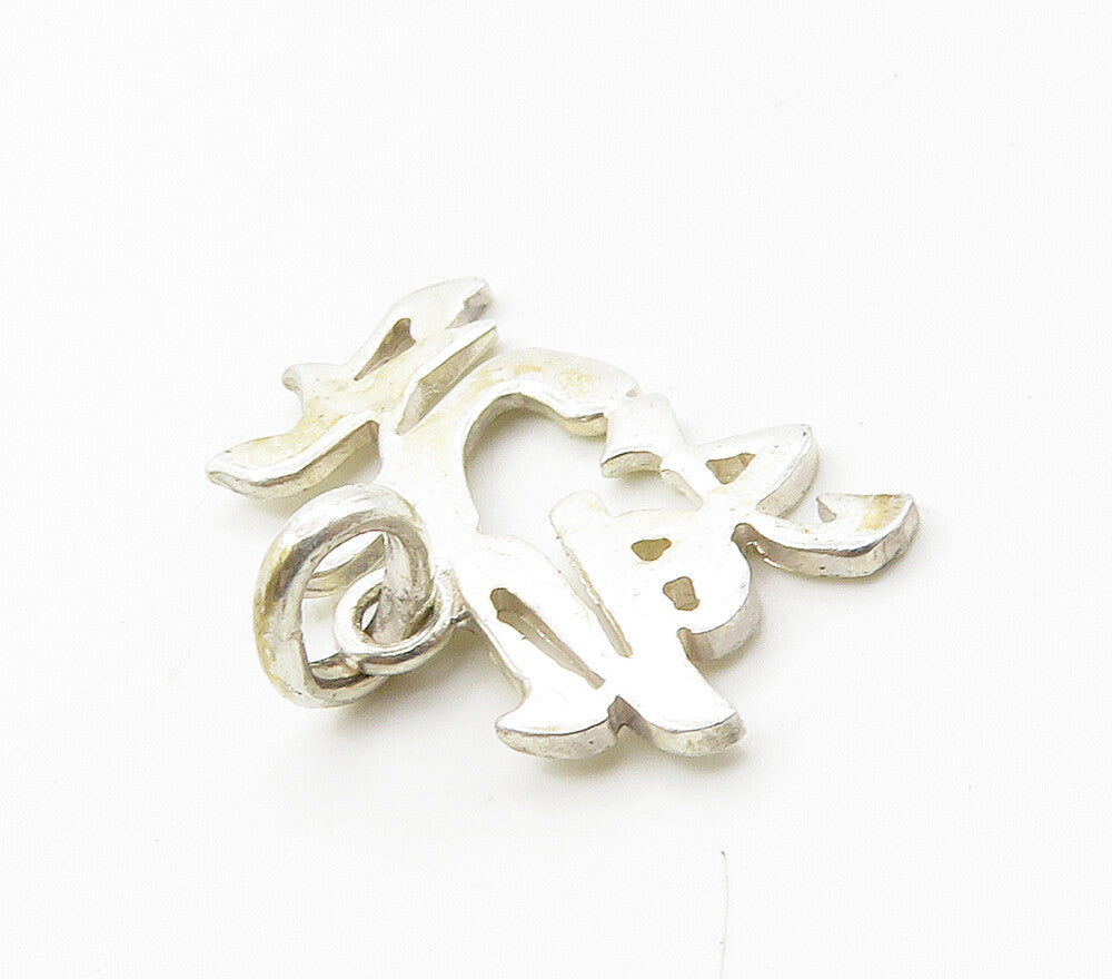 925 Sterling Silver  Shiny Polished Chinese Characters Drop Pendant  PT12406