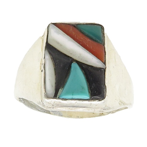 R&GT ZUNI 925 Silver  Vintage Mother Of Pearl Cocktail Ring Sz 12.5  RG18326