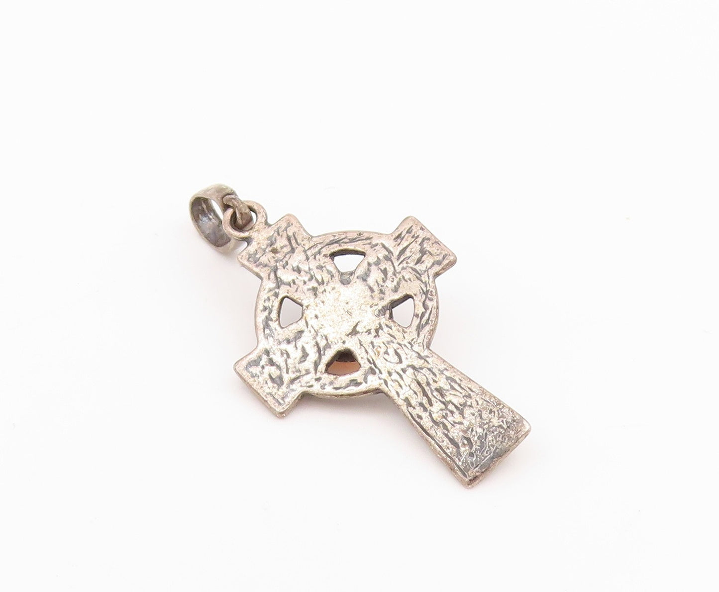 925 Sterling Silver Vintage Pendant Cabochon Amber Religious Cross  PT24260
