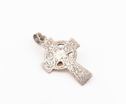 925 Sterling Silver Vintage Pendant Cabochon Amber Religious Cross  PT24260