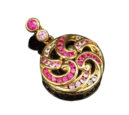 925 Silver  Vintage Gold Plated Open Swirls Multi Color Topaz Pendant  PT21314