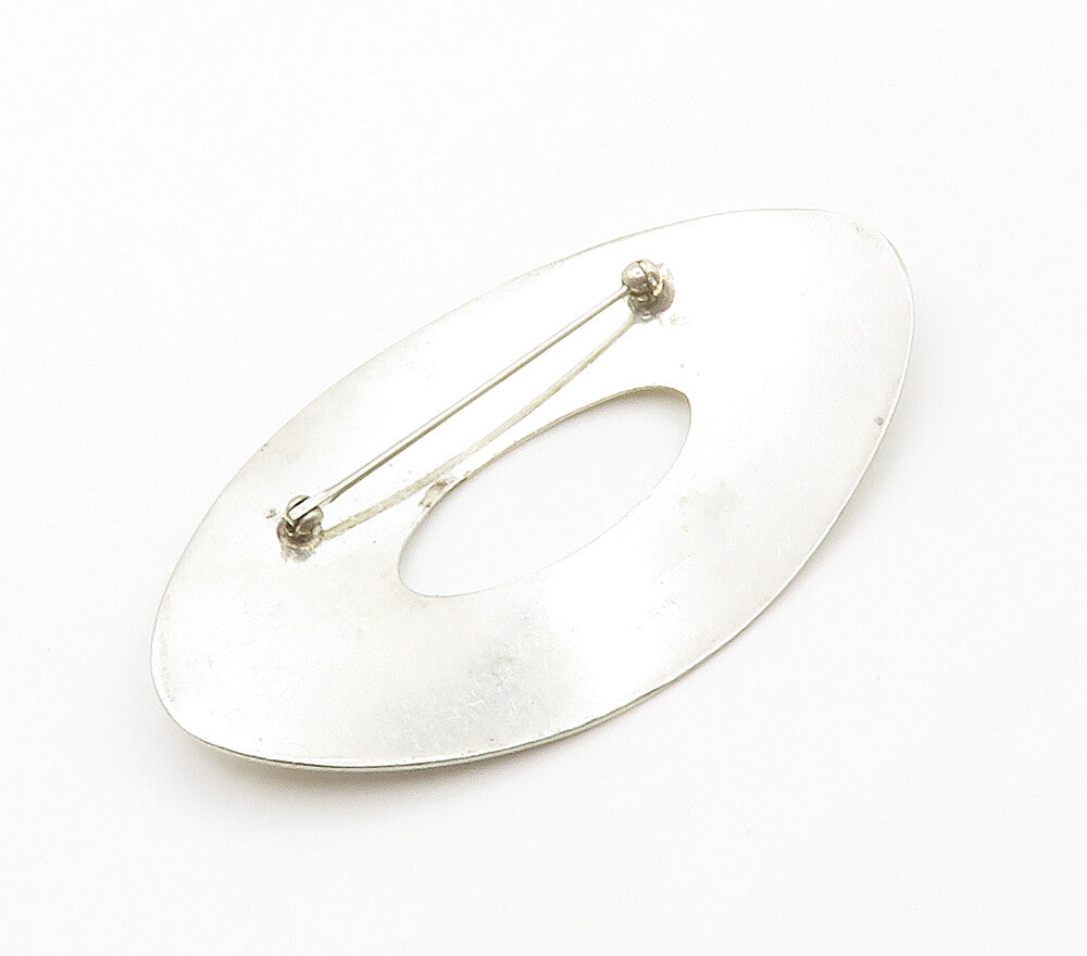 DESIGNER 925 Sterling Silver  Vintage Shiny Smooth Oval Brooch Pin  BP6087