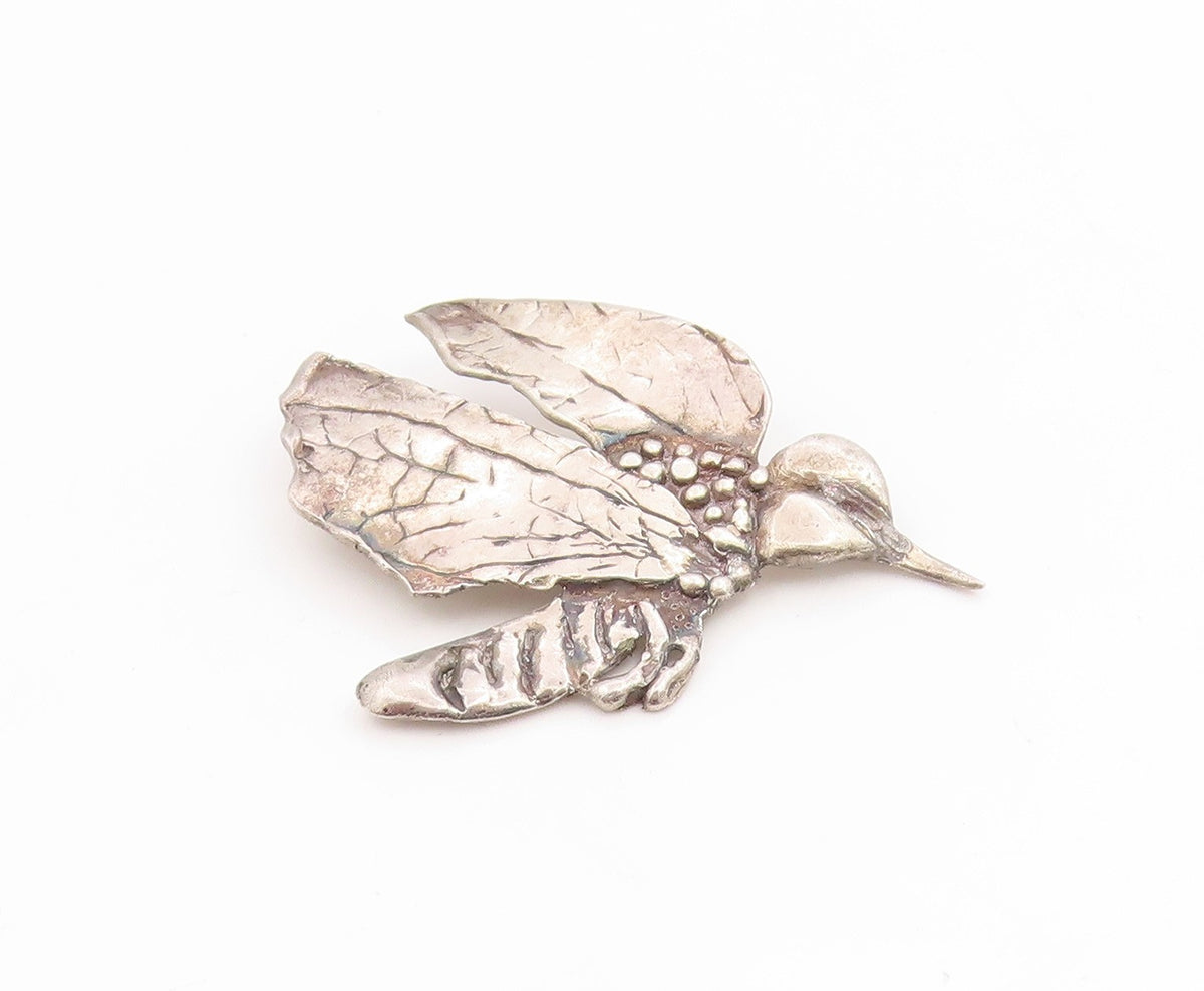 925 Sterling Silver Vintage Pendant Modernist Gothic Moth Motif Charm  PT26171