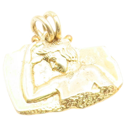 925 Sterling Silver Vintage Pendant Gold Plated Brutalist Carved Figure  PT26500