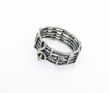 925 Sterling Silver Vintage Treble Clef Music Notes Band Ring Sz 5.5 RG6009