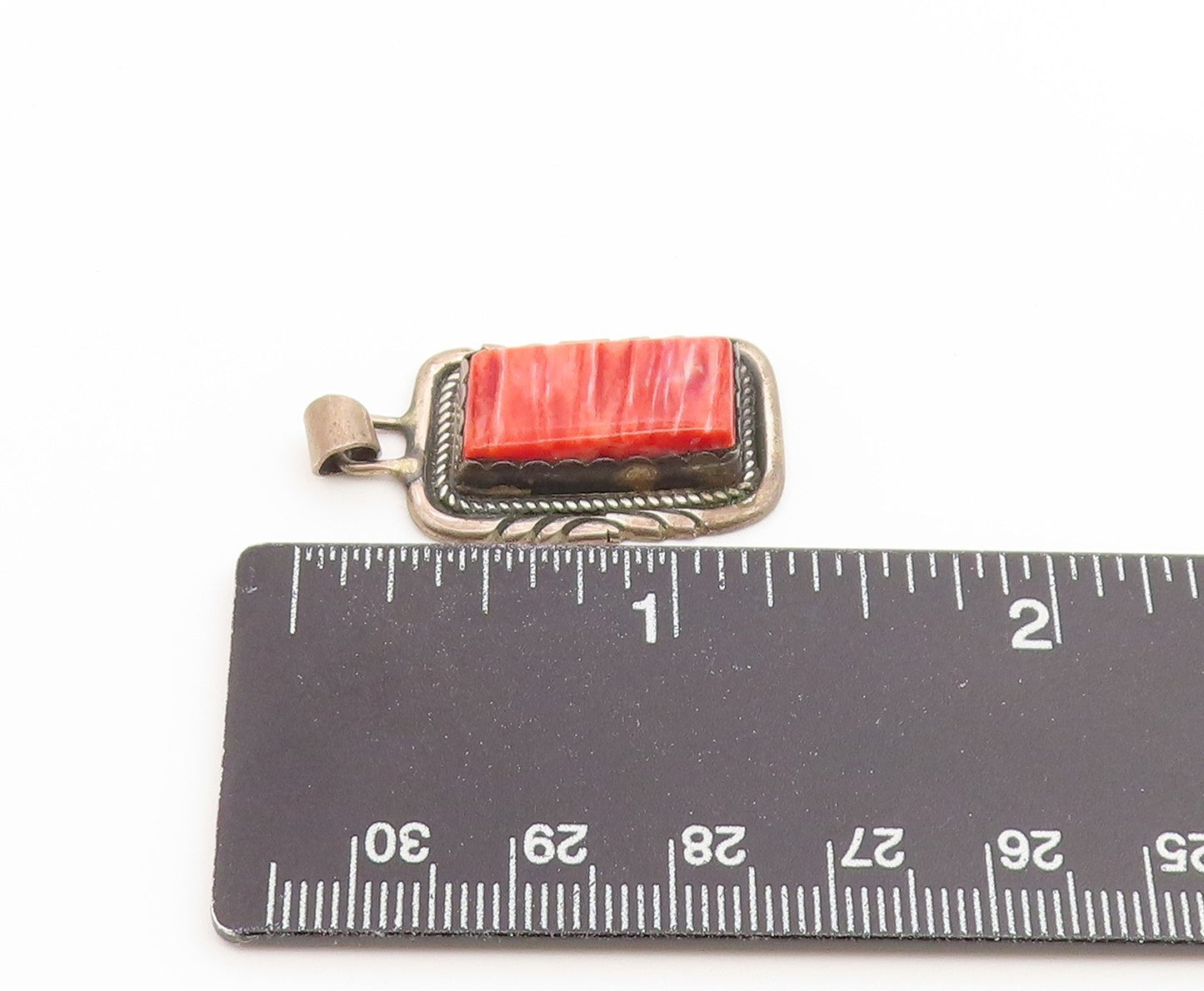 925 Sterling Silver Vintage Pendant NAVAJO Spiny Oyster Geometric Charm  PT26553