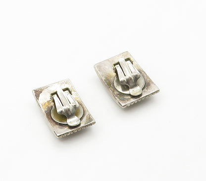 ISRAEL 925 Silver  Vintage Circle Dome Pattern Non Pierce Earrings  EG8228