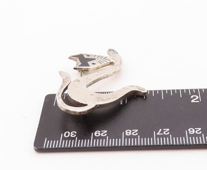 925 Sterling Silver Vintage Brooch Pin MEXICO Solid Enameled Cutout Cat  BP11260
