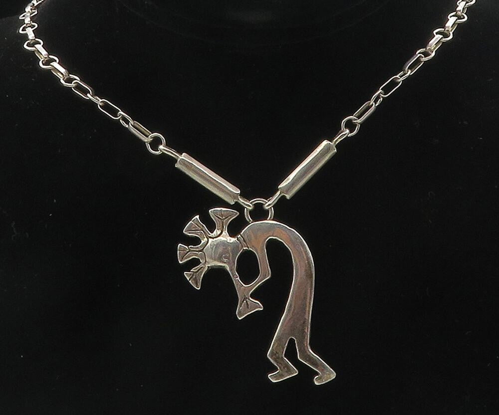 GLENN & IRENE SANDOVAL NAVAJO 925 Silver  Vintage Kokopelli Necklace  NE1868