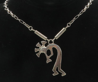 GLENN & IRENE SANDOVAL NAVAJO 925 Silver  Vintage Kokopelli Necklace  NE1868