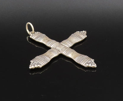 TOWLE 925 Silver  Vintage Dotted & Diamond Shape Pattern Cross Pendant PT21774