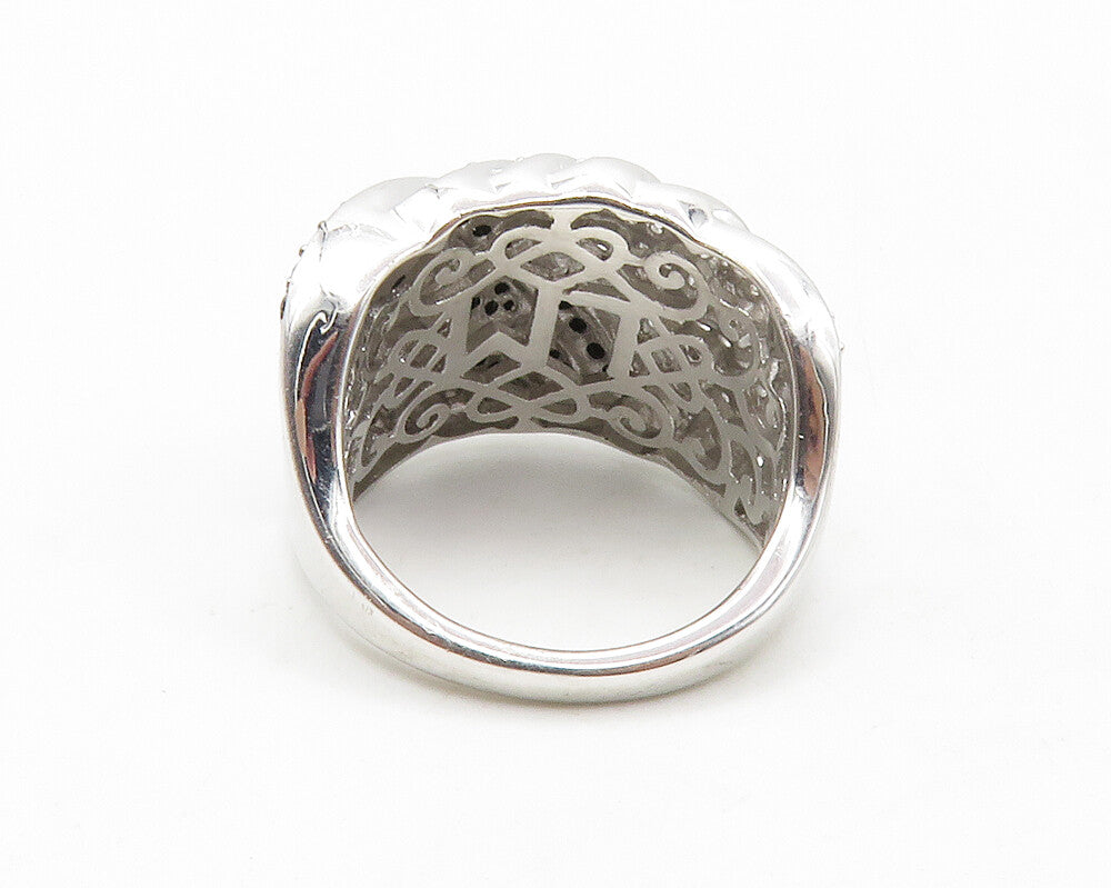 925 Sterling Silver  Cubic Zirconia & Black Hematite Band Ring Sz 5  RG13445
