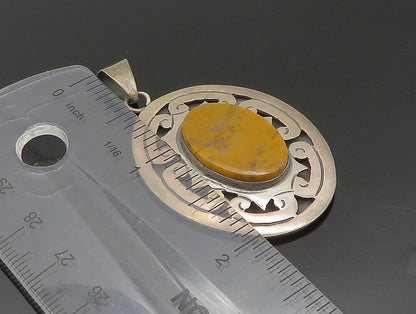 MEXICO 925 Sterling Silver Vintage Swirl Pattern Ocean Jasper Pendant PT20125