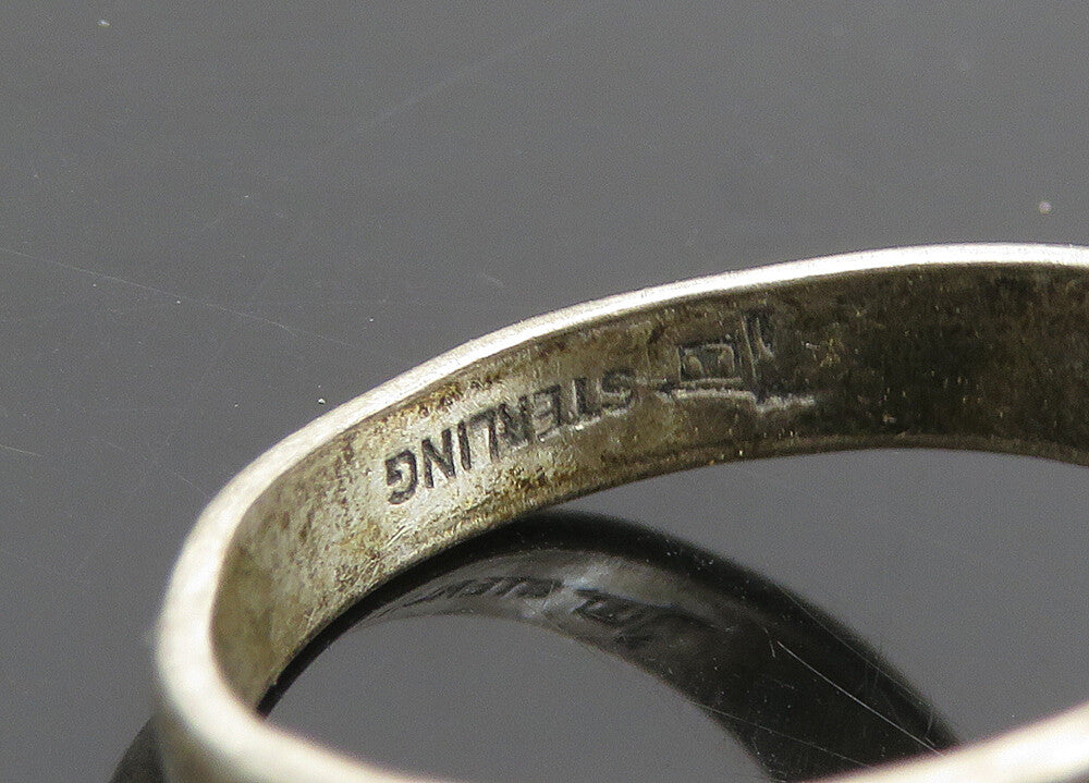 POST BELL 925 Sterling Silver Vintage Turquoise Twist Band Ring Sz 6.5 RG21093