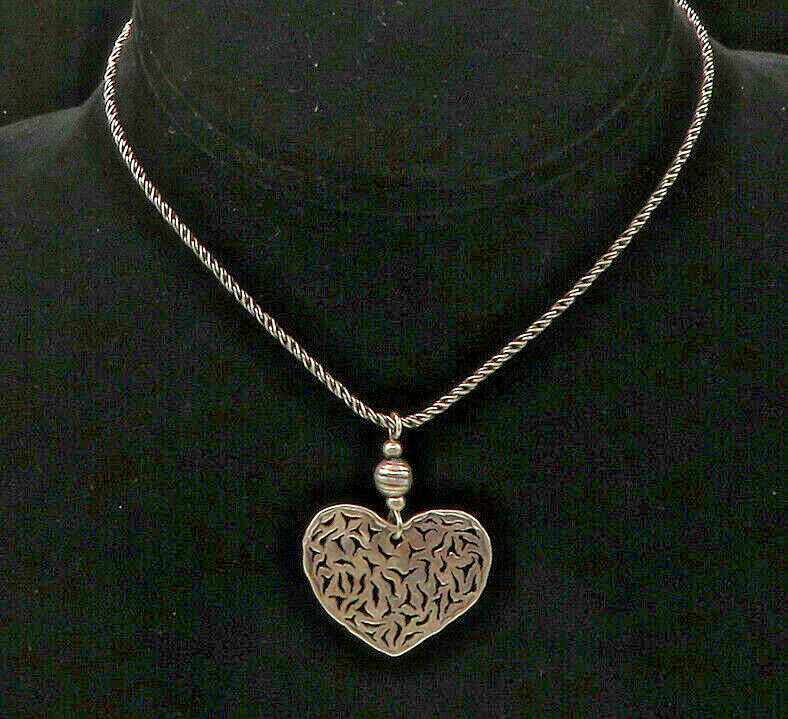 SILPADA 925 Silver  Vintage Cutout Love Heart Twist Chain Necklace  NE3609
