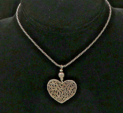SILPADA 925 Silver  Vintage Cutout Love Heart Twist Chain Necklace  NE3609