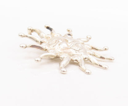 925 Sterling Silver Vintage Brooch Pin CAROLYN POLLACK Carved Sun Face  BP10808