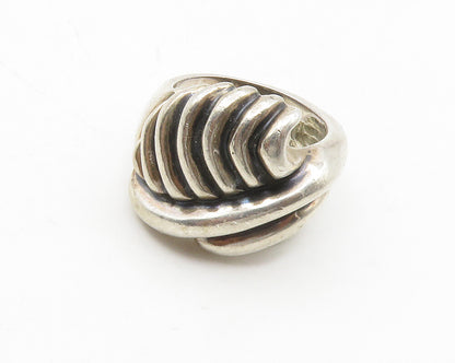 925 Sterling Silver  Vintage Shiny Fluted Design Band Ring Sz 7  RG13743