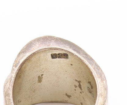 925 Sterling Silver Vintage Ring MEXICO Dark Tone Grooved Design Sz 5 RG32777