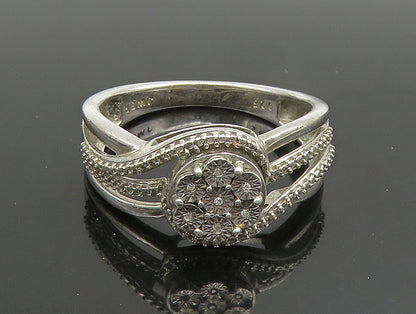 925 Silver  Vintage Floral Genuine Diamonds Multi Row Swirl Ring Sz 7  RG25158