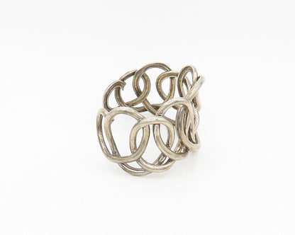 925 Sterling Silver  Vintage Interlaced Pattern Open Cuff Bracelet  BT7570