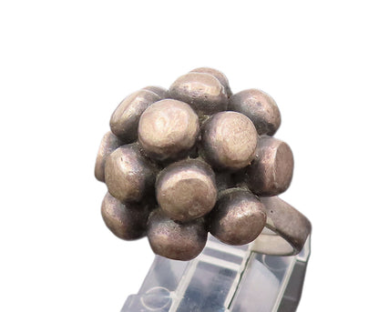 MEXICO 925 Silver  Vintage Cluster Grains Of Sand Adjustable Ring Sz 7 RG26550
