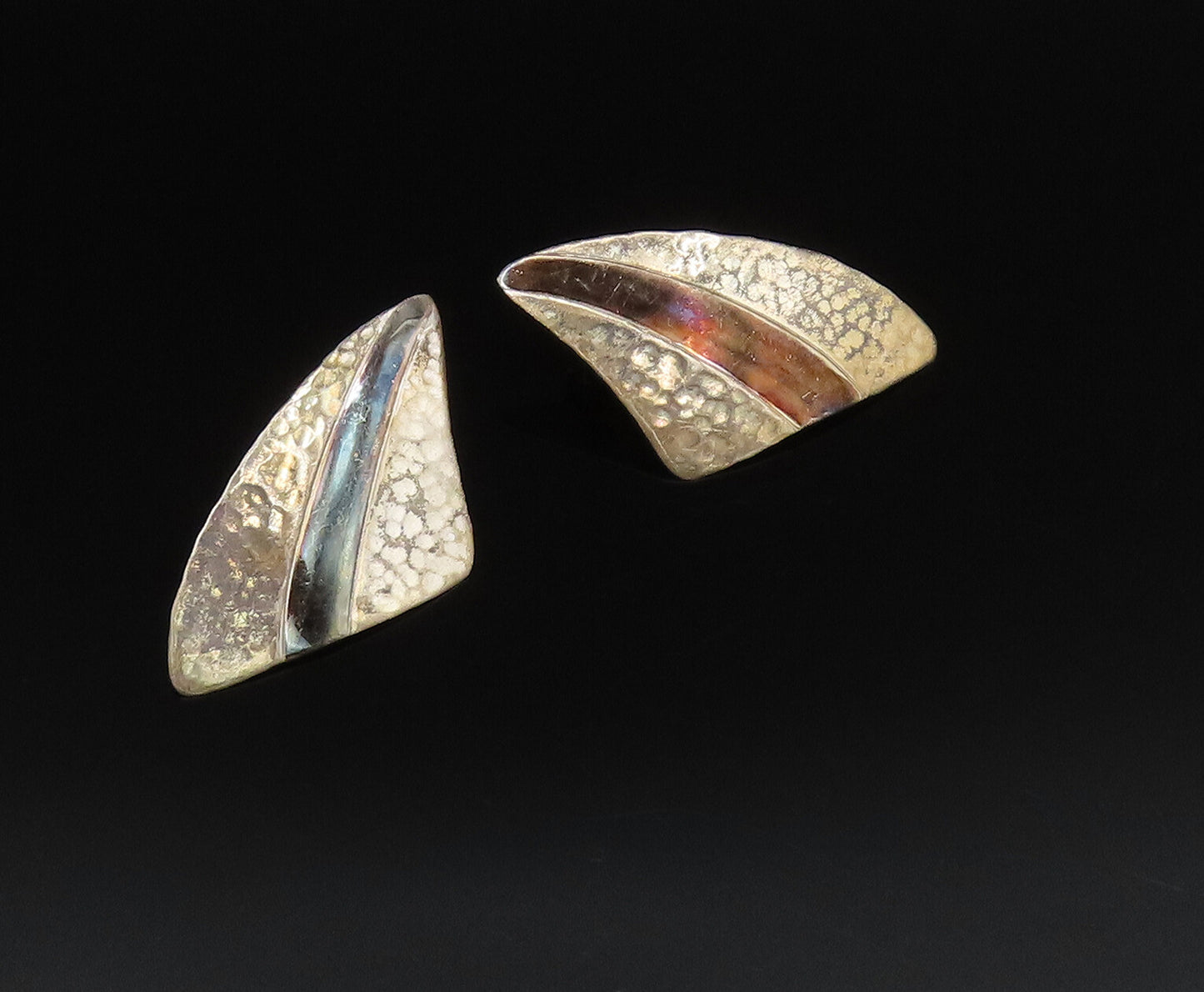 PEARCE 925 Silver  Vintage Polished & Hammered Wings Drop Earrings  EG12137