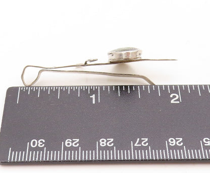 925 Sterling Silver Vintage Tie Clip Dark Minimalist Gemstone Inlay  TR3835