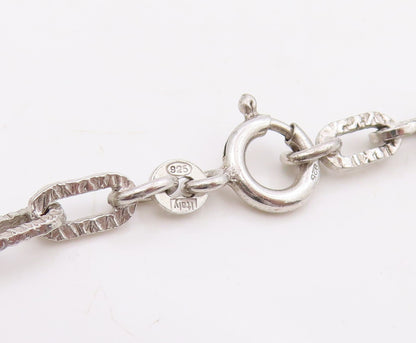 925 Sterling Silver Vintage Necklace Minimalist Hollow Over Link Chain  NE4690