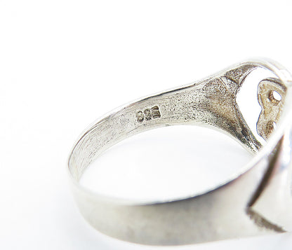 925 Sterling Silver  Vintage Shiny Open Pretzel Knot Band Ring Sz 9  RG6241